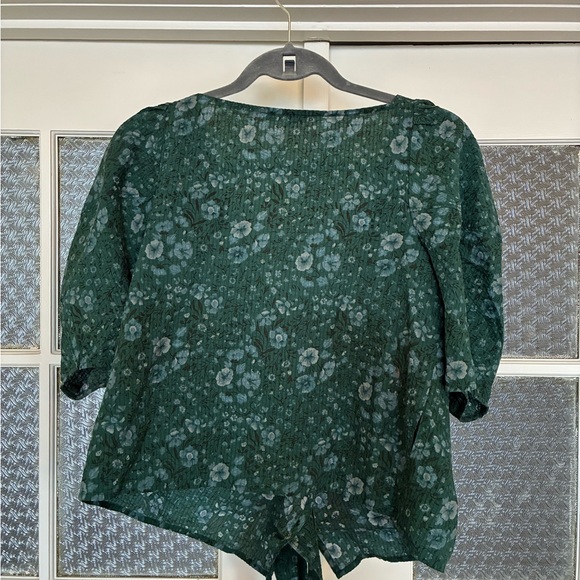 Madewell Green Floral Puff Sleeve Blouse NWOT - Picture 4 of 5